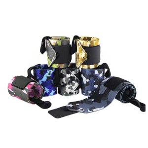 Camo Nylon Stretch Wrist Support Wraps for Weightlifting (1 Pair)