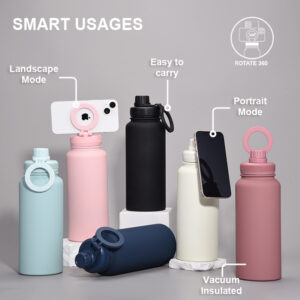 Large Capacity 1L Insulated Sports Water Bottle with Magnetic Phone Mount